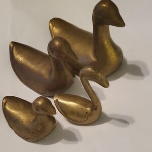 Elegant Vintage Brass Duck Figurines Set